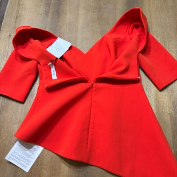 Safiyaa Peplum Blouse Size 6 Orange Asymmetrical‎ Hem V-Neck - Picture 8 of 14